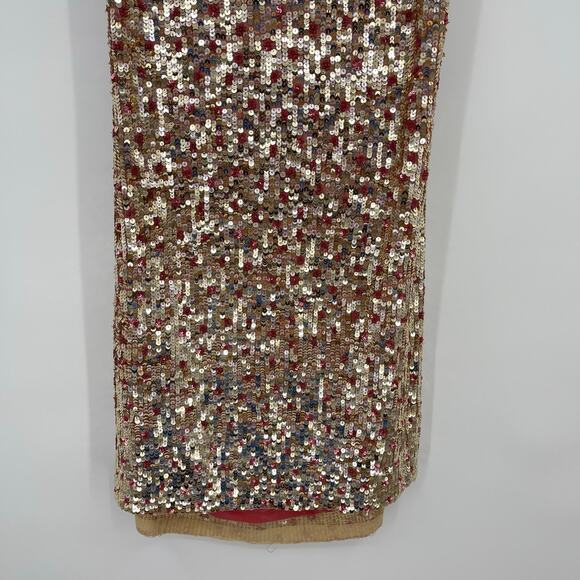 h:ours | NWT Vega Dress in Quartz Rose Gold Sequined Open Back Mini Dress L - Picture 10 of 15